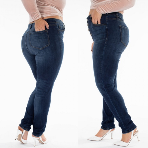 NWT KanCan Plus Size Alpine-Shannon Skinny Buttons - Picture 2 of 5